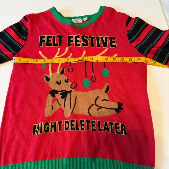 Christmas Sweater Felt Festive Might Delete Ugly Sweater  Winter Holiday Medium - Picture 4 of 5